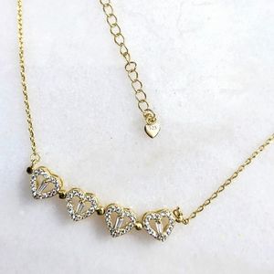 Gold Heart Pendant Necklace 925 Sterling Silver Plated